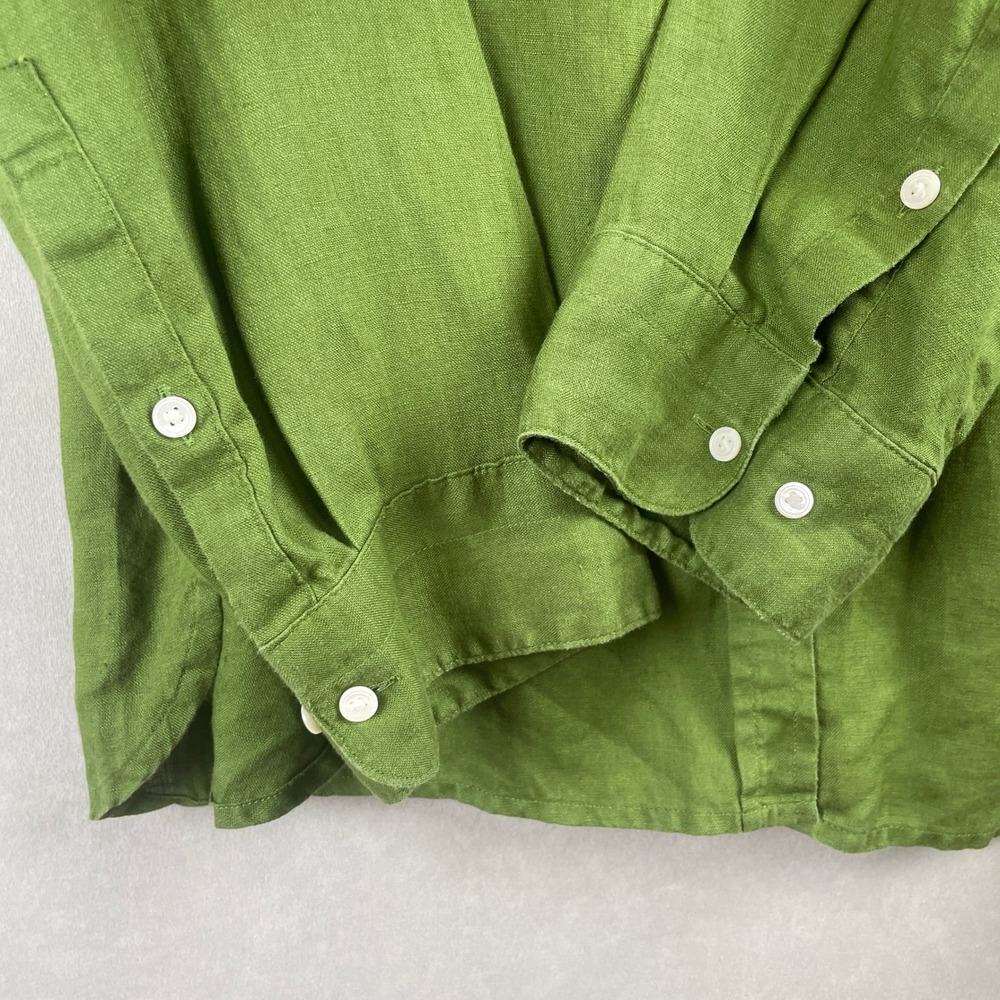 Banana Republic Womens XL Green 100% Linen LS Perfect Shirt Button Down Earthy - Picture 3 of 8